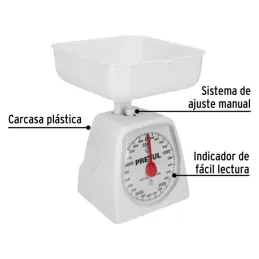  Balanzas Mecanica para Cocina 4kg Plastico Ajuste Manual, Pretul 29973 12.20339 Balanza Mecanica para Cocina 4kg Plastico, Pret