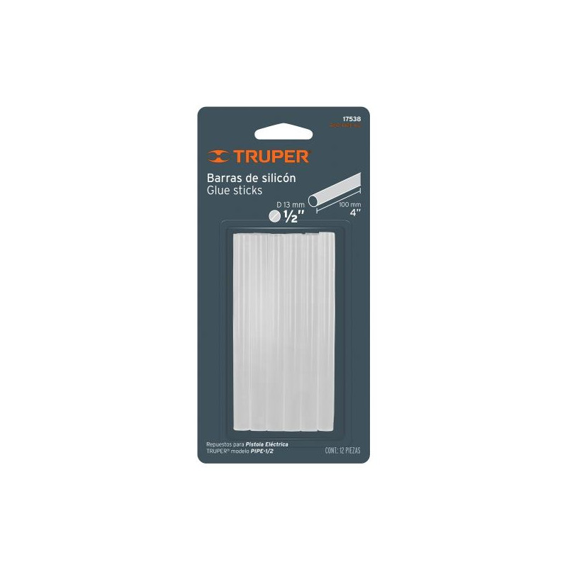  Barra de Silicona 1/2 10cm, Glue Sticks Blister 12pzas, Truper 17538 4.067797 Barra de Silicona 1/2" x 10cm, Blister x 12pzas, 