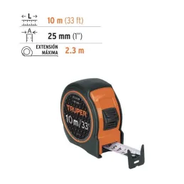  Winchas Flexometro Compactas 10M MedicionAmbosLados TPR ABS Truper 102332 27.966102 Winchas Flexometro Compactas 10M MedicionAm