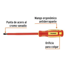 Desarmador Plano 1/4" x6" Aislado 1000V Truper 102243 7.542373 Desarmador Plano 1/4" x6" Aislado 1000V Truper 102243

Punta de 