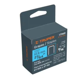  Grapas 9/16" Corona 27/64" Calibre 24 para Engrapadora ET-50 ET-50X ET-50P, ET-50-9/16 17969 Truper 4.576271 Grapas 9/16" Coron