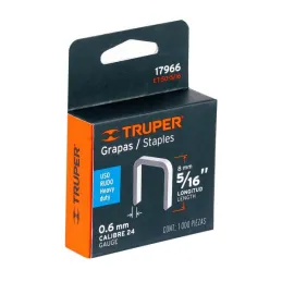  Grapas 5/16" Corona 27/64" Calibre 24 para Engrapadora ET-50 ET-50X ET-50P, ET-50-5/16 17966 Truper 3.389831 Grapas 5/16" Coron