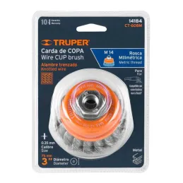  Cardas Copa 3" Trenzado Fino M14, Truper 14184 13.559322 Cardas Copa 3" Trenzado Fino M14, Truper 14184

Fabricada en acero al 