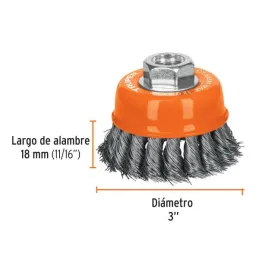  Cardas Copa 3" Trenzado Fino M14, Truper 14184 13.559322 Cardas Copa 3" Trenzado Fino M14, Truper 14184

Fabricada en acero al 