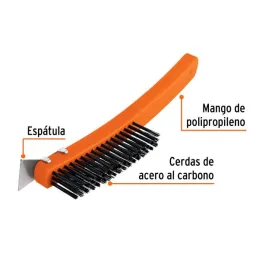  Cepillo con Cerdas de Acero al Carbono 51 Pinceles, Calibre 0.35mm Con Espatula, L 29.5cm A 2.7cm, CEA-18E 11539 Truper 5.16949