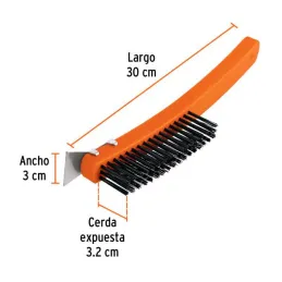  Cepillo con Cerdas de Acero al Carbono 51 Pinceles, Calibre 0.35mm Con Espatula, L 29.5cm A 2.7cm, CEA-18E 11539 Truper 5.16949