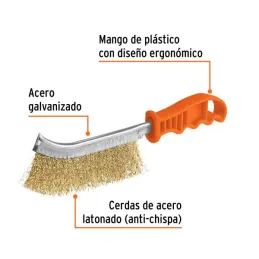  Cepillo de Acero en alambre Latonado, Calibre 0.26mm, L 23.5cm A 1.7cm, CEA-10 11540 Truper 3.305085 Cepillo de Alambre Curvo A