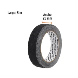  Cintas adhesivas antiderrapantes 1" x5m Negro Pisos y Rampas, Truper 12542 10.423729 Cinta Antiderrapante 1" (25mm) x 5M Negro,