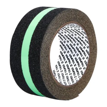  Cintas adhesivas antiderrapantes 2" x5m Negro Fotoluminiscente, Truper 101450 38.135593 Cinta Antideslizante 2" (50mm) x 5M Neg