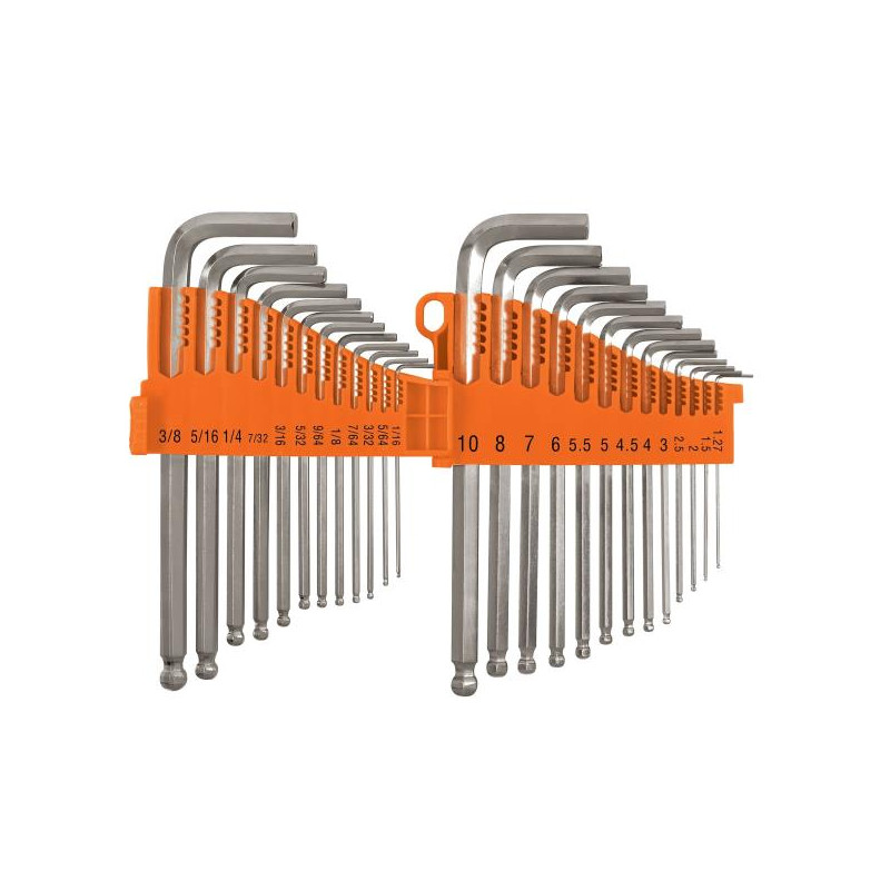 Juegos de 25 Piezas Llaves Allen Pulgadas y MM PuntaBola Largas Truper 15572 - Truper 1