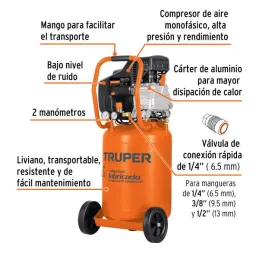  Compresoras 50L 3.5HP Lubricada Automatico Bifasico, Truper 102117 718.644068 Compresoras Lubricada 50L Vertical, Truper 102117