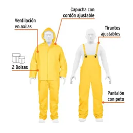  Conjunto Impermeable 2 Piezas 100% PVC espesor 0.35mm, Talla M, No propaga la llama, TRA-PRO-M 14418 Truper 39.830508 Conjunto 