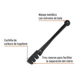  Cortador de Vidrio, Cabeza de 1 Cuchilla 0.65mm, tres ranuras de corte, CV-5 12953 Truper 6.610169 Cortador de Vidrio 5", tres 