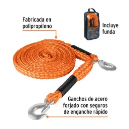  Cuerda Soga para Remolque 4.5m x27mm con Gancho 2000kg, Truper CREM-7/8X45 18346 28.813559 Cuerda Soga para Remolque con Gancho