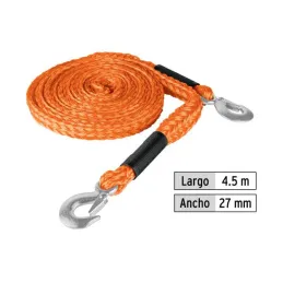 Cuerda Soga para Remolque 4.5m x27mm con Gancho 2000kg, Truper CREM-7/8X45 18346 28.813559 Cuerda Soga para Remolque con Gancho
