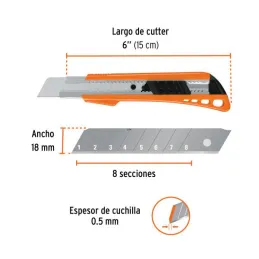  Cutter 6" 18mm con alma Metalica 3NavajasSK4, Truper CUT-6 16974 4.491525 Cutter 6" (18mm) Reforzado de Plastico con Alma Metal