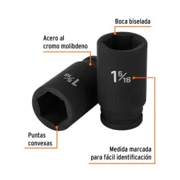  Dados 1-5/16" E3/4 Impacto Tubulares Hexagonales CrMolibdeno, Truper 12439 51.694915 Dados Largo Impacto 1-5/16" Hexagonales En