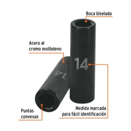  Dados 14mm E1/2 Impacto Tubulares Hexagonales CrMolibdeno, Truper 12426 10.762712 Dados Largo Impacto 14mm Hexagonales Encastre
