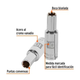  Dados 10mm E1/2 Tubulares Hexagonales CrVanadio, Truper 13350 7.033898 Dados 10mm E1/2 Tubulares Hexagonales CrVanadio, Truper 