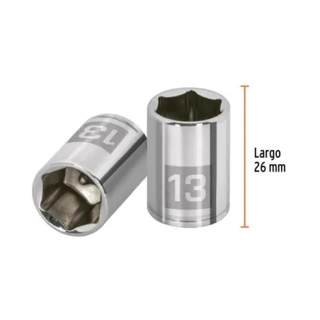 Dados 13mm E1/4 Hexagonales CrVanadio, Truper 13175
