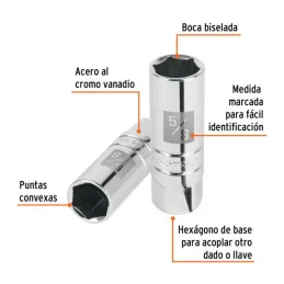  Dados para Bujia 5/8" E3/8 Tubulares Hexagonales, Truper 13655 5.423729 Dados para Bujia 5/8" E3/8 Tubulares Hexagonales, Trupe