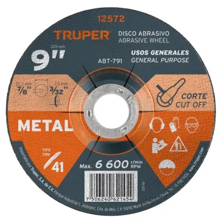  Discos Corte Metal 9" x2.3mm T41 Oxido de Alumino, ABT-791 12572 Truper 6.610169 Discos Corte Metal 9" x2.3mm T41 Oxido de Alum