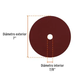  Discos de Lija 7" G120 RespaldoFibra 5Piezas D7/8 OAluminio, Truper 100163 14.661017 Discos de Lija 7" G120 RespaldoFibra 5Piez