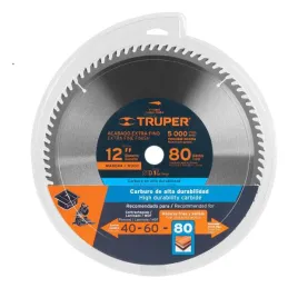 Discos Sierra para Madera 12" Centro 1", 80 Dientes de carburo de tungsteno, ST-1280E 12684 Truper 63.559322 Discos Sierra para