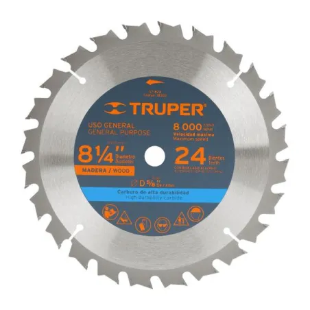  Discos Sierras 8-1/4" 24Dientes C5/8" para madera, Truper 18302 23.728814 Discos Sierras 8-1/4" 24Dientes C5/8" para madera, Tr