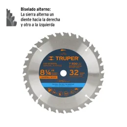  Discos Sierras 8-1/4" 32Dientes C5/8" para madera, Truper 12682 24.576271 Discos Sierras 8-1/4" 32Dientes C5/8" para madera, Tr