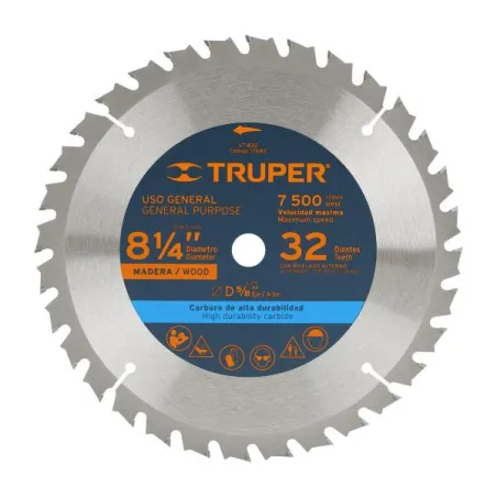  Discos Sierras 8-1/4" 32Dientes C5/8" para madera, Truper 12682 24.576271 Discos Sierras 8-1/4" 32Dientes C5/8" para madera, Tr