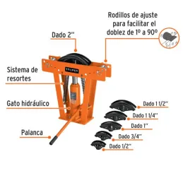  Doblador de Tubo Hidraulico 12 Toneladas, para Tubos de 1/2" a 2", DTH-12 12883 Truper 683.050847 Doblador de Tubo Hidraulico 1