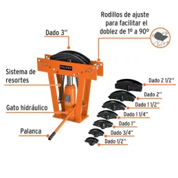  Doblador de Tubo Hidraulico 16 Toneladas, para Tubos de 1/2" a 3", DTH-16 12884 Truper 1077.118644 Doblador de Tubo Hidraulico 