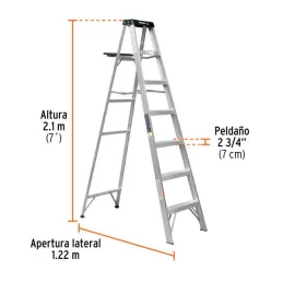  Escaleras Tijera 6 Peldaños con Bandeja T3 Max3.4m P6.4kg EAluminio, Truper 10437 214.40678 Escaleras Tijera 6 Peldaños con Ban