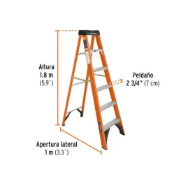  Escaleras de Tijera 5 Peldaños T2 Max3m P7.5kg FibraVidrio, Truper 100225 357.627119 Escaleras de Tijera 5 Peldaños T2 Max3m P7