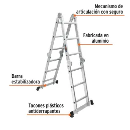  Escaleras Multiposicion 12 Peldaños T1 Max4.6m P12.2kg Aluminio, Truper 100495 352.542373 Escaleras Multiposicion 12 Peldaños T