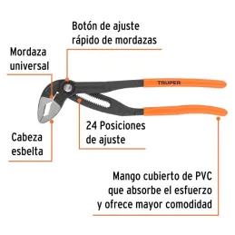  Alicates Pico Loro 16" Europeo Acarbono MangoPVC Truper 102485 62.711864 Alicates Pico Loro 16" Europeo Acarbono MangoPVC Trupe