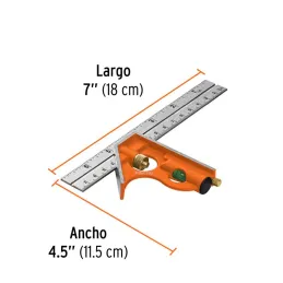  Escuadra de Combinacion 6", Acero Inoxidable, Para Angulos de 45 y 90 Grados, ECT-6 14369 Truper 12.20339 Escuadra de Combinaci