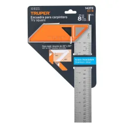  Escuadras Carpintero 8", Graduacion grabada en Laser, Acero Inoxidable, Mango de Aluminio, EC-8 14372 Truper 12.79661 Escuadras