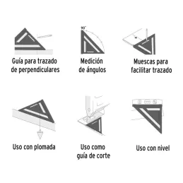  Escuadras para Muros de Yeso 7" x5mm AluminioLigero, Truper 15131 15.423729 Escuadras para Muros de Yeso 7" x5mm AluminioLigero