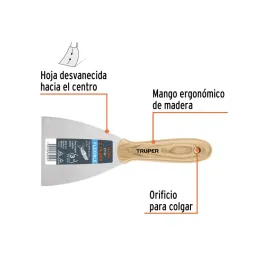  Espatula Flexible 3" Mango de Madera, acero alto carbono, Hoja Desbastada y Templada, ET-3F 14449 Truper 6.694915 Espatula Flex