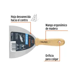  Espatula Flexible 5" Mango de Madera, acero alto carbono, Hoja Desbastada y Templada, ET-5F 14451 Truper 9.745763 Espatula Flex