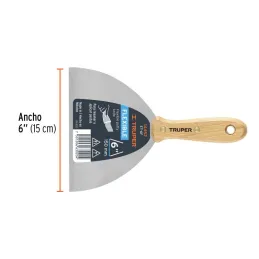  Espatula Flexible 6" Mango de Madera, acero alto carbono, Hoja Desbastada y Templada, ET-6F 14452 Truper 11.271186 Espatula Fle