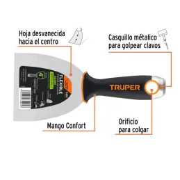  Espatula Flexible 4" Mango Comfort Grip, Acero Inoxidable, ET-4FX 15852 Truper 9.830508 Espatula Flexible 4" Mango Comfort Grip