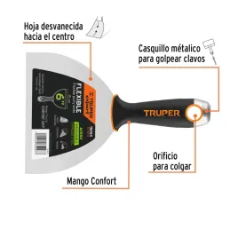  Espatula Flexible 6" Mango Comfort Grip, Acero Inoxidable, ET-6FX 15854 Truper 11.694915 Espatula Flexible 6" Mango Comfort Gri