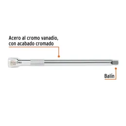  Extension Largo 8" encastre 3/8" Largo 8", en Acero al Cromo vanadio, Diametro 13 mm, E-5261 13665 Truper 9.830508 Extension La