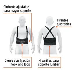  Faja con Tirantes y Cinturon ajustable Talla XG 44-48, cierre con velcro, FAJA-XLX 10956 Truper 23.728814 Faja con Tirantes y C