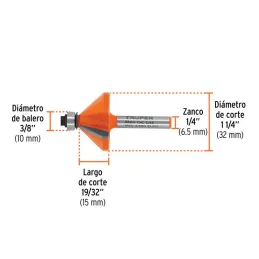  Fresas Chaflan 1-1/4" x15mm cRodaje, Truper 11468 21.186441 Fresas Chaflan 1-1/4" x15mm cRodaje, Truper 11468

Cuerpo de acero 