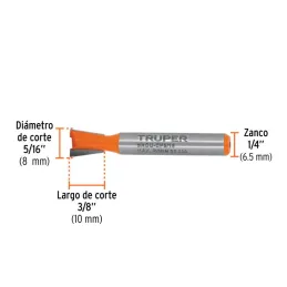 Fresas Cola de Pato 5/16" x10mm Truper 102717 15.084746 Fresas Cola de Pato 5/16" x10mm Truper 102717

Cuerpo de acero al cromo