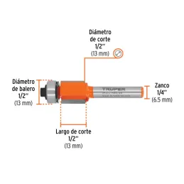  Fresas Corte Recto 1/2" x13mm cRodaje Truper 11444 13.559322 Fresas Corte Recto 1/2" x13mm cRodaje Truper 11444

Cuerpo de acer